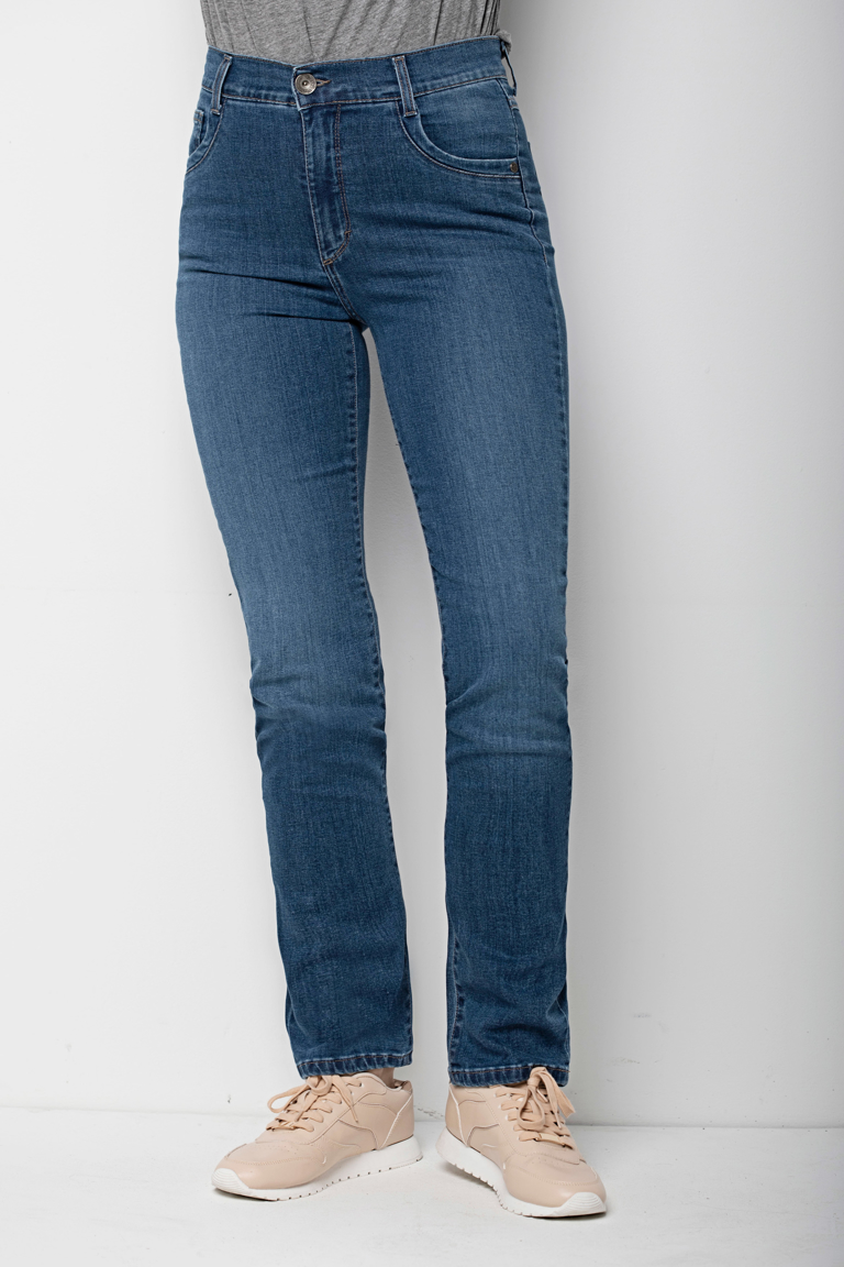 Lang denim buks med fin detalje på lommen SIGNE-BU28 fra Jeans kvinder hos Augustashop.dk